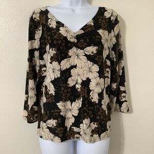 Vintage Y2K Black Floral Fairy Grunge Whimsigoth Witchy Dark Cottagecore Top L